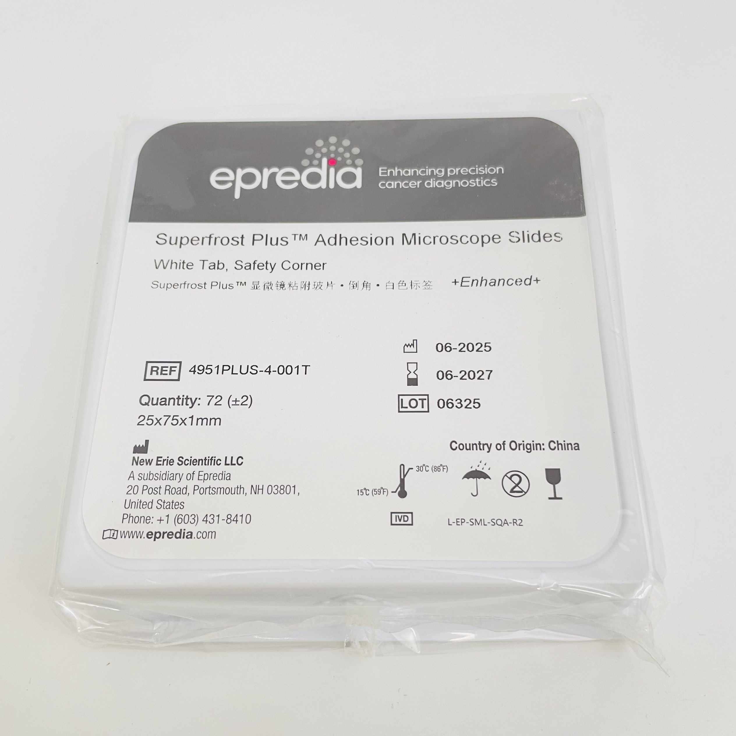 美国进口艾普迪Epredia Superfrost Plus显微镜粘附玻片(倒角)4951PLUS-4-001T Epredia SuperFrost PLUS Adhesion Microscope Slides 美国进口艾普迪Epredia Superfrost Plus显微镜粘附玻片(倒角)4951PLUS-4-001T Epredia SuperFrost PLUS Adhesion Microscope Slides